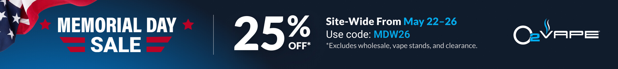 Memorial Day Sale - 25% off from May 22 to 26. Exclusions apply.
